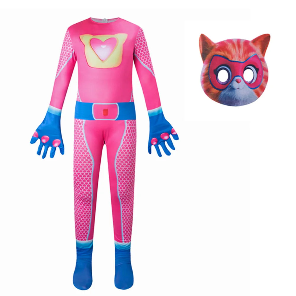 SuperKitties jumpsuit, tight fitting Halloween costume, stage performance costumes, super cats