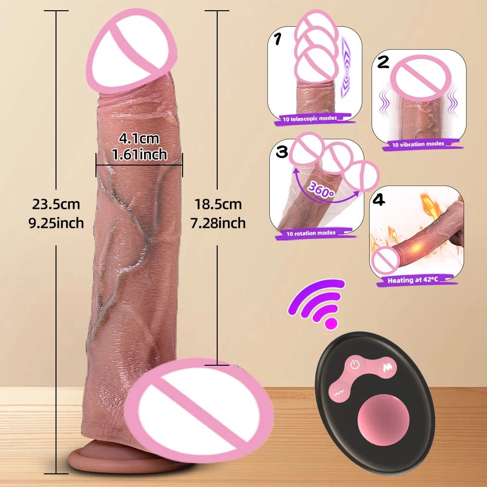 Vibrator dildo xxl realistic big cock telescopic heated spinning penis expansion vibratory massager female couple sex toys 18