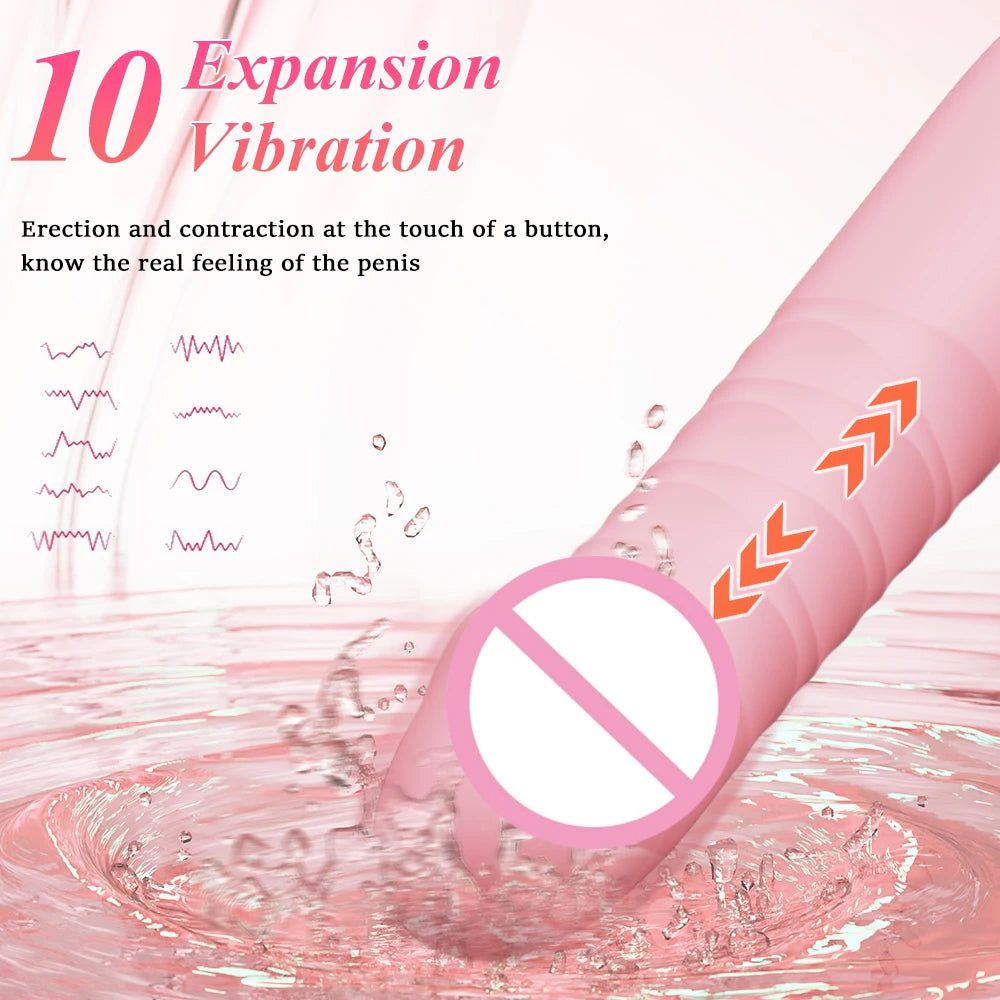 Thrusting Telescopic Vibrators G Spot Clitoris Anal Stimulation Realistic Dildo Vangin Massager Masturbation Sex Toys for Women