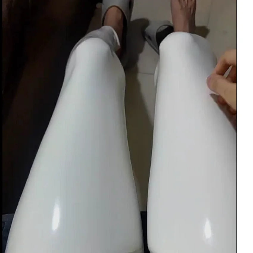 Latex Pants fetish Tight Trousers  seamless skin white leggings sexy slinky Pantaloons