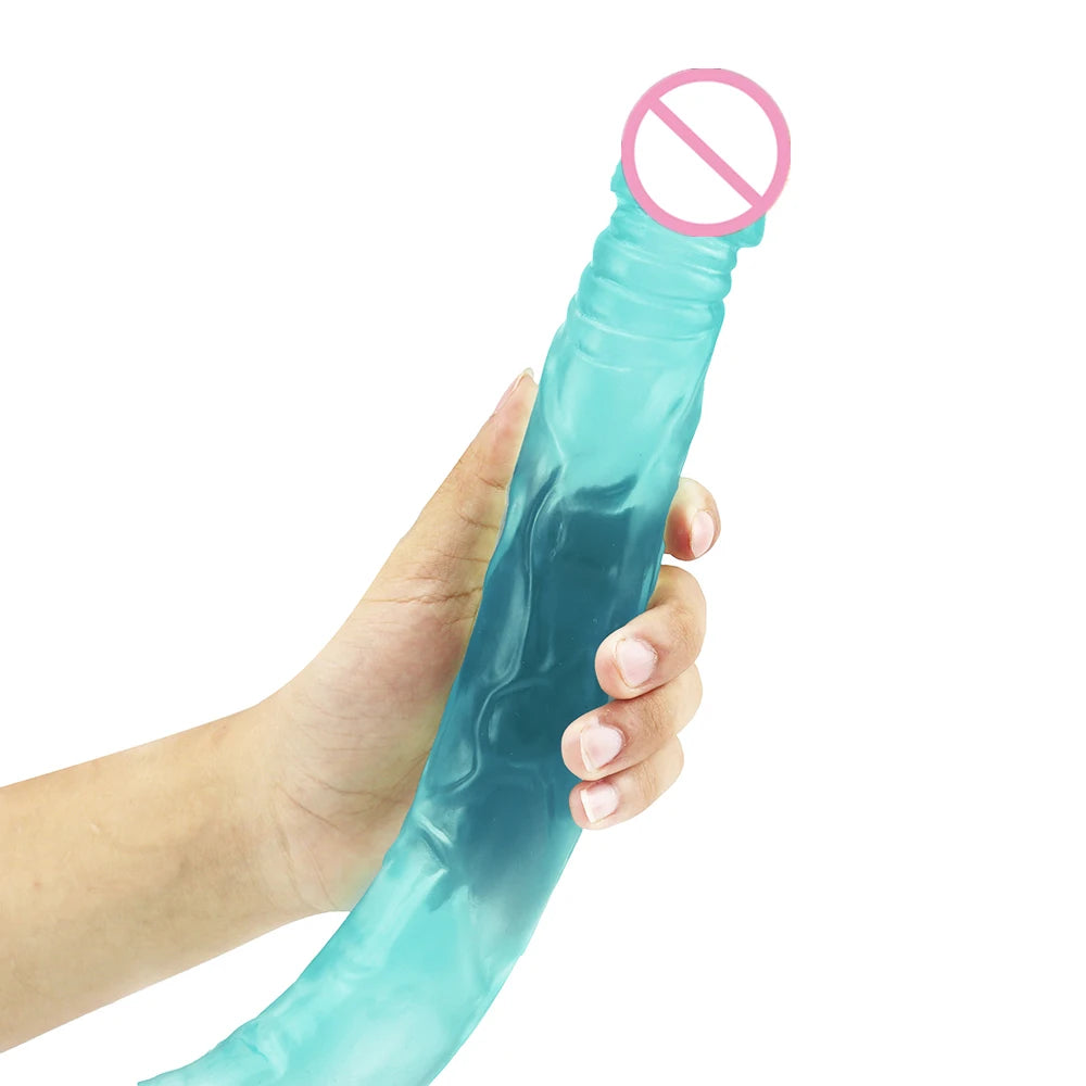 55cm Multicolor Double Head Dildo Flexible Dick Soft Big Penis Vagina Orgasm G-spot Stimulator Anal Sex Toys For Lesbian And Gay