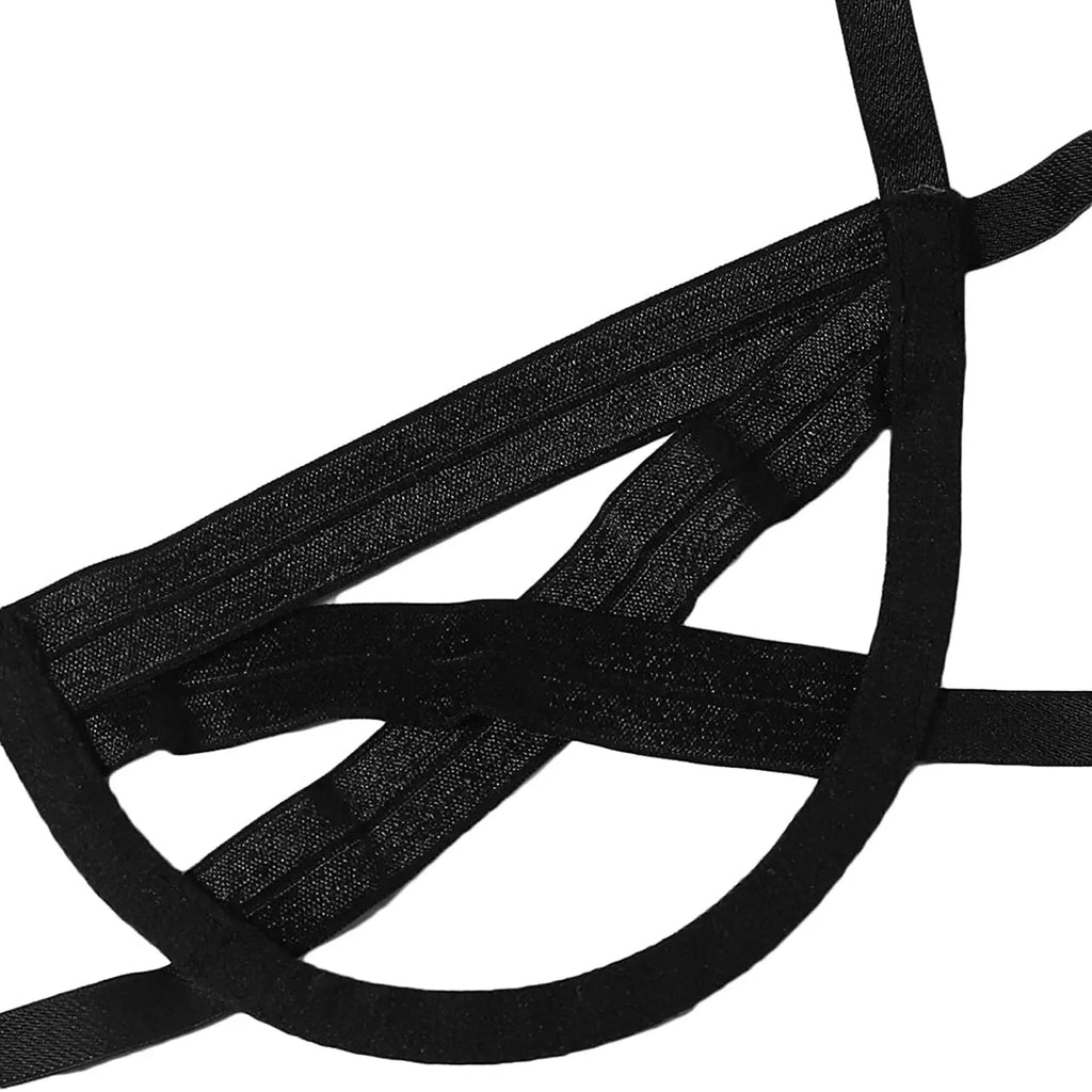 Amnesia Bondage, Sexy Lingerie, Women's Bra and Panty Set, Erotic, Hollow-out, Black, No Cups, Julia - style Bra, Thong