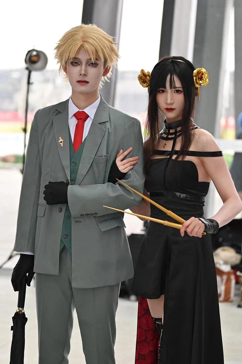 Anime Spy X Family Cosplay Costume Yor Forger Sexy Dress Loid Forger Light Green Suit Anya Kawaii Outfit Carnival Party Wig COS