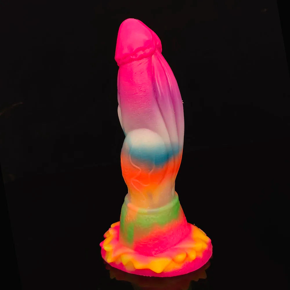 FAAK Luminous Dragon Dildo With Suction Cup Knot Dog Penis Size S M L Female Masturbator Glowing In Dark Silicone Sex Toys