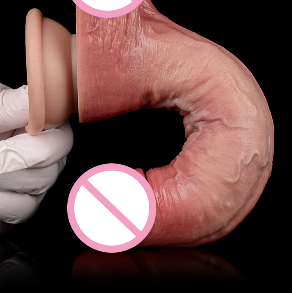 Realistic Skin-Toned Dildo 7.68" with Veins & Balls | Body-Safe Silicone, Strong Suction Cup & Discreet Packaging for Women