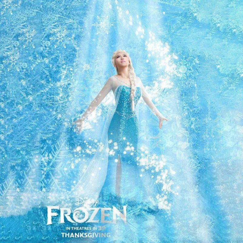 Cartoon Princess Elsa Cosplay Halloween Party Costumes Frozen Adult Elsa Princess Women Sequin Dresses Girlfriend Birthday Gift