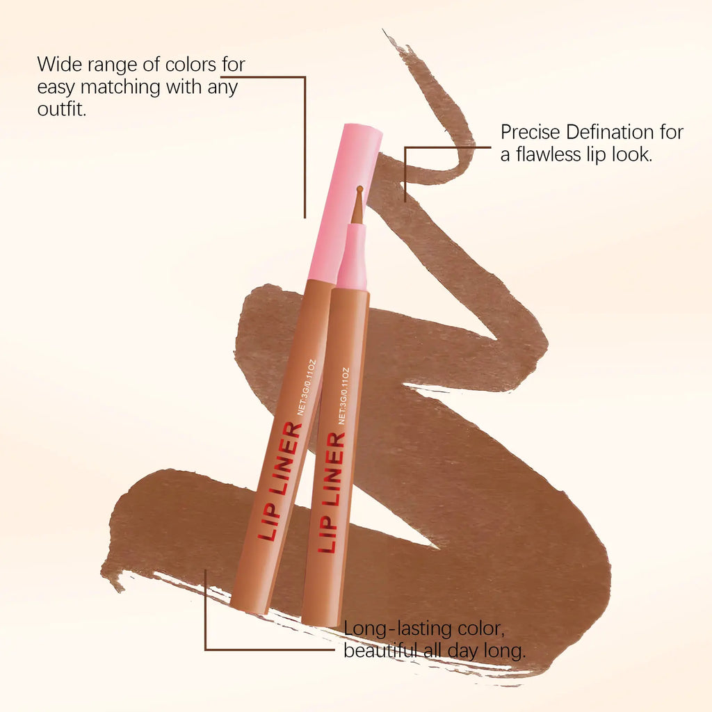 Light brown waterproof lip liner daily outline lip lines, easy to apply makeup, natural color, commuter makeup