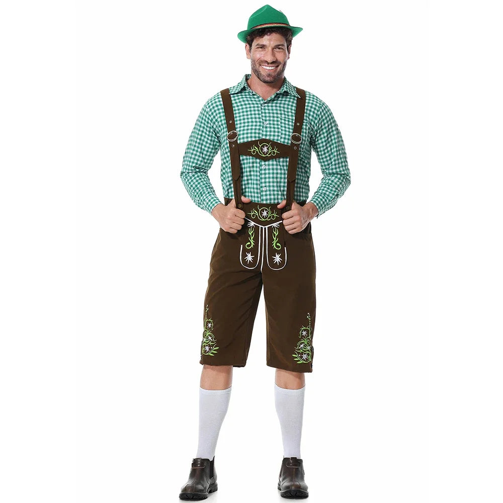 Men Oktoberfest Costume German Oktoberfest Pubs Bartender Outfit Beer Man Costumes  Lederhosen Bavarian Octoberfest