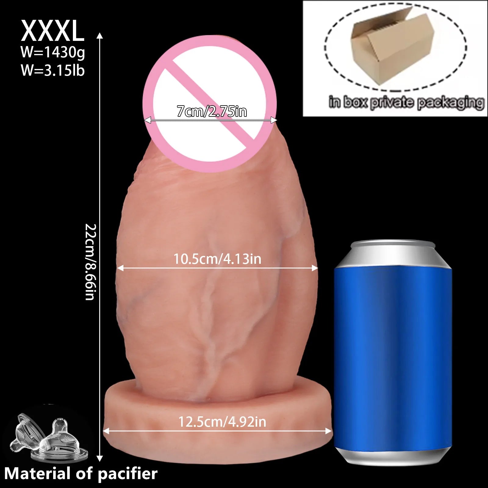 New 4.1'' Diameter Huge Thick Anal Dildo, 8.6 Inch Huge Silicone Girth Dildo Butt Plugs with Strong Suction Cup & No Balls성인용