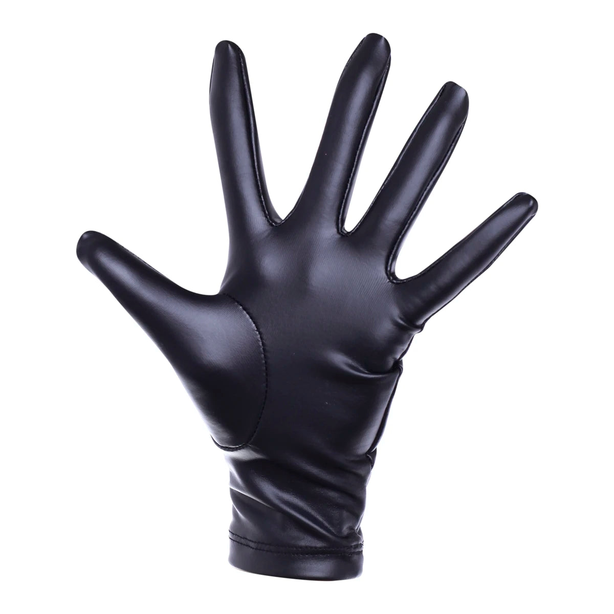 Ftshist PU Leather Gloves Wrist Length Full Finger Wetlook Matte Black Elastic Glove For Women Latex Fetish Costumes Accessories