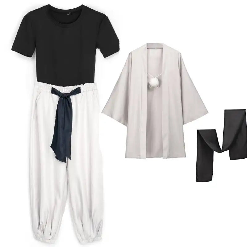 DAZCOS Satoru Cosplay Haori Kimono Jacket Men with Scarf Satoru Costume Adult Outfits Japan Kimono Comic-Con Carnival Clothing