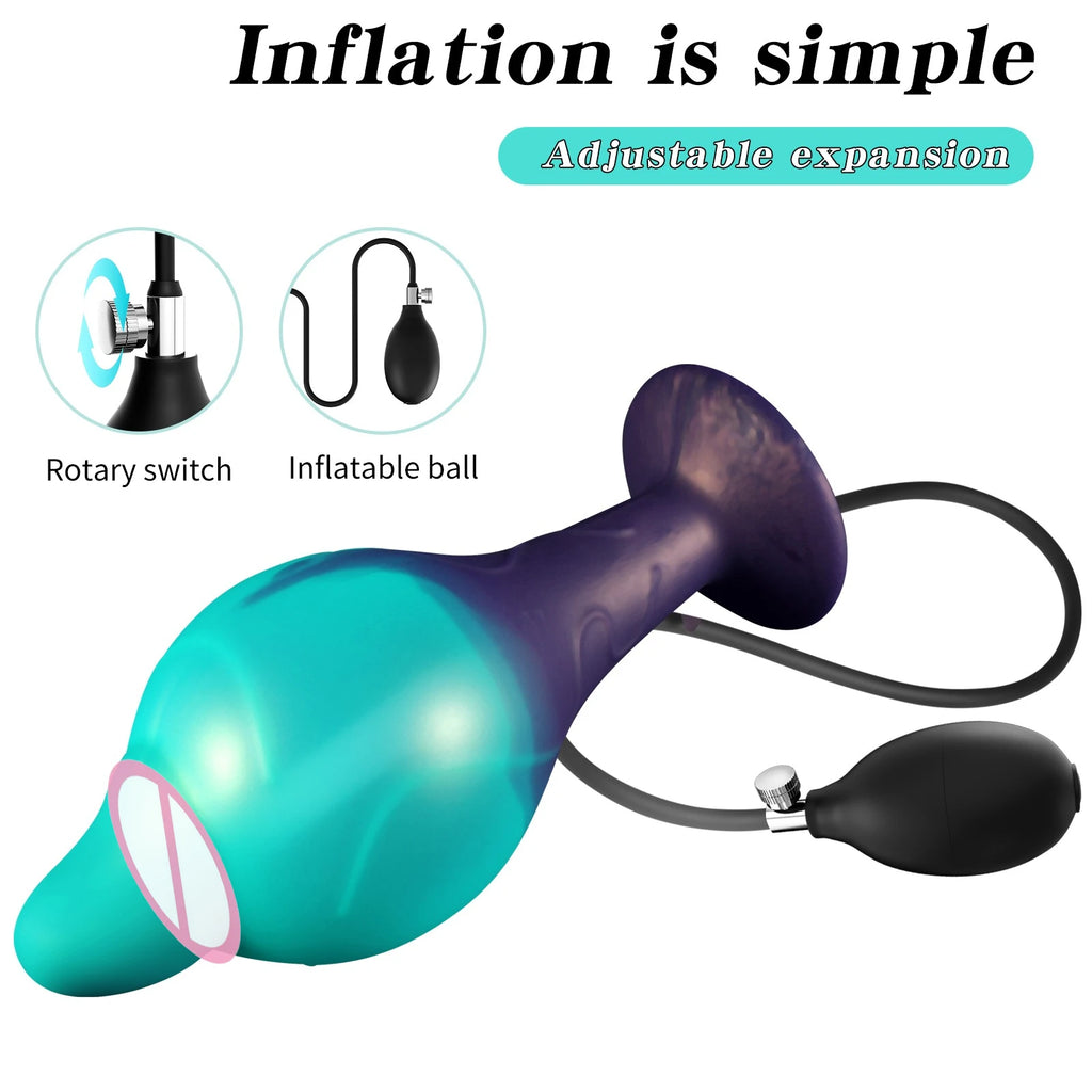 Suction Cup Base Inflatable Anal Plug Dildo Docking Insertion G Spot Stimulation BDSM Female Anal Penetration Gay Sex Toys 18+