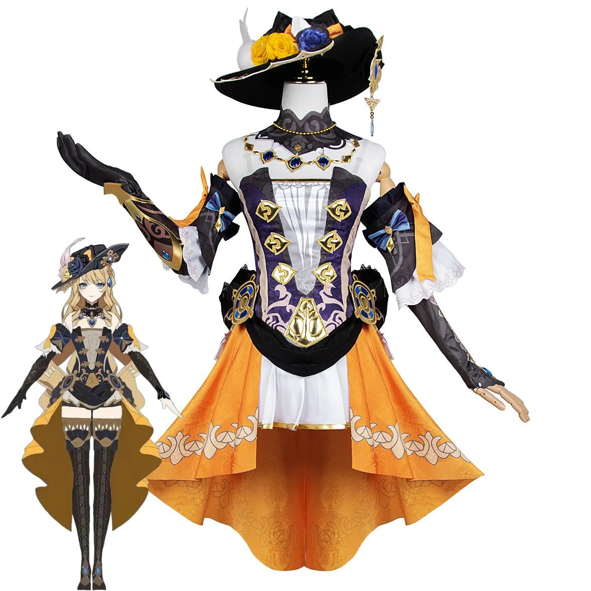 Anime Cosplay impact Navia cosplay dress uniform costume wig set Halloween party outfit for women dresses
