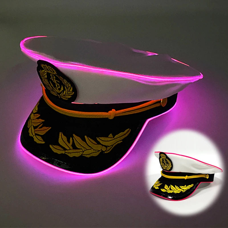 LED Pirate Hat Pirate Theme Holiday Cosplay Pirate Costume Decorations Glowing Captain Hat Colonial Tricorn Hat Woman Skull Hat
