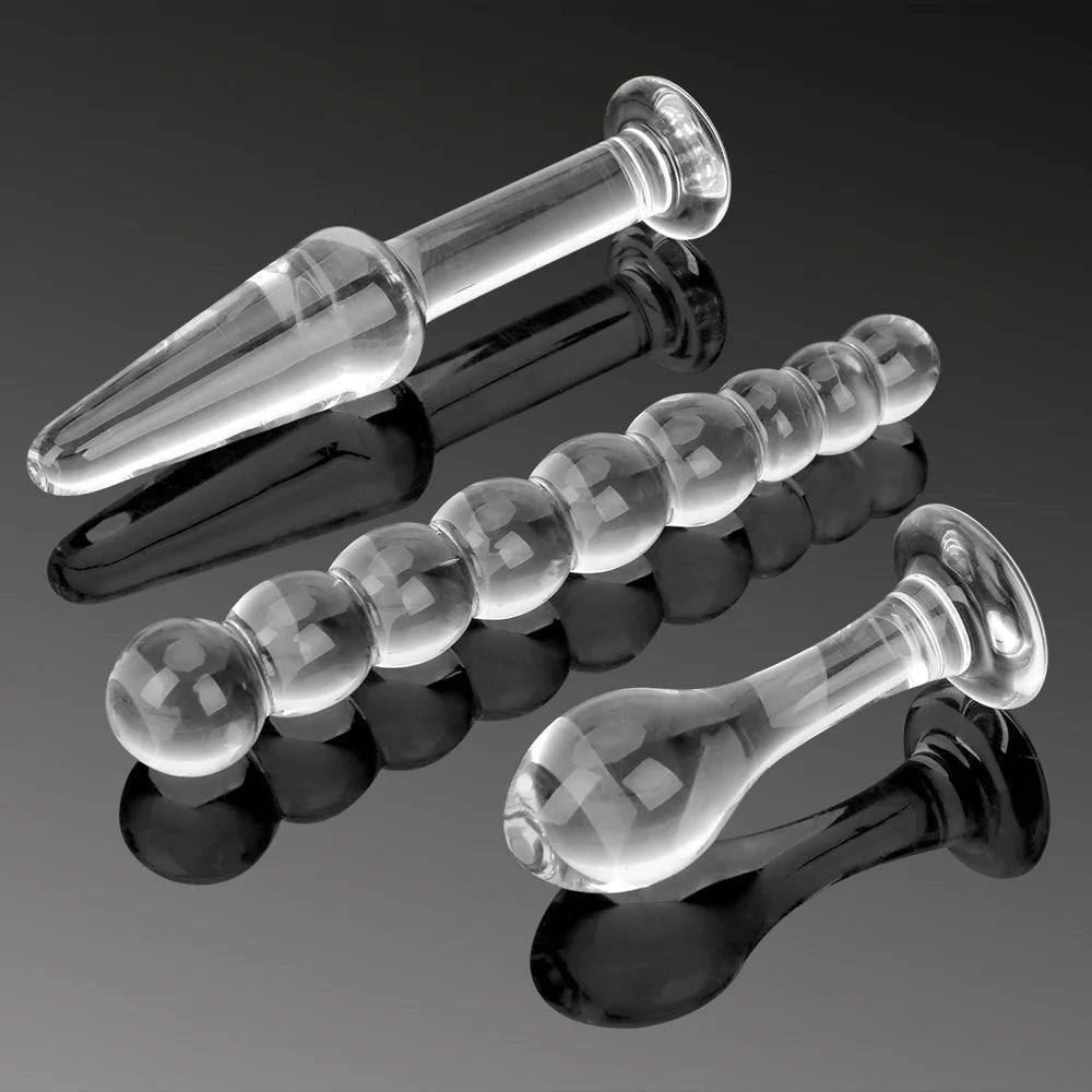 Glass Anal Beads Butt Plug Female Masturbator Sex Toys Adult for Women Men Anus Dilator Prostate Massager Hard Dildos