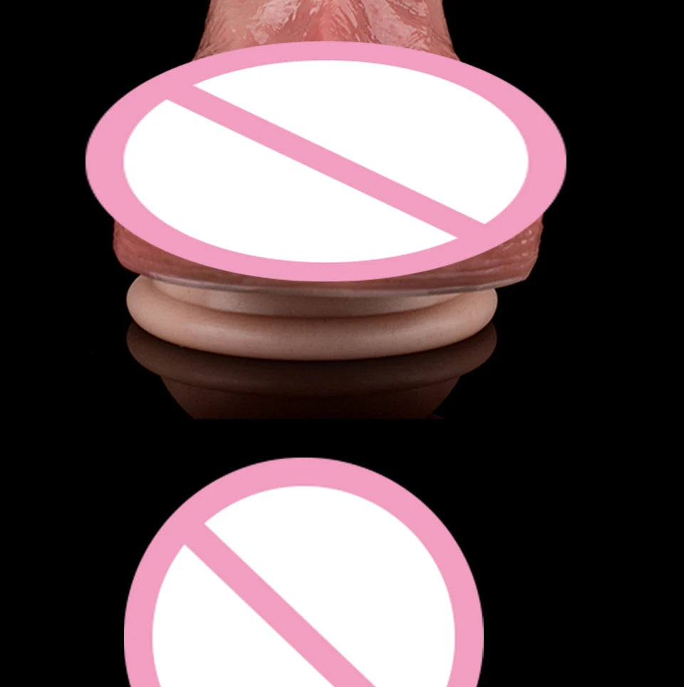 Realistic Skin-Toned Dildo 7.68" with Veins & Balls | Body-Safe Silicone, Strong Suction Cup & Discreet Packaging for Women