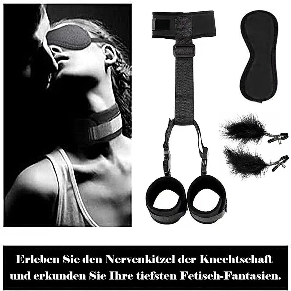 BDSM Bondage Set Adult Game Restraint Handcuff Neck Collar Wrist Mouth Gag Strap Fetish Slave Erotic Chastity Sex Toys for Woman