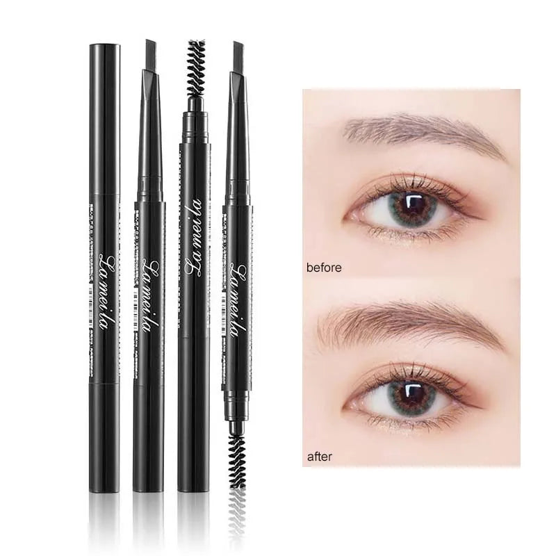 4 Color Waterproof Matte Eyebrow Pen Makeup Double Head Long Lasting Brown Non-Smudged Eye Brow Pencil Tint with Brush Cosmetics