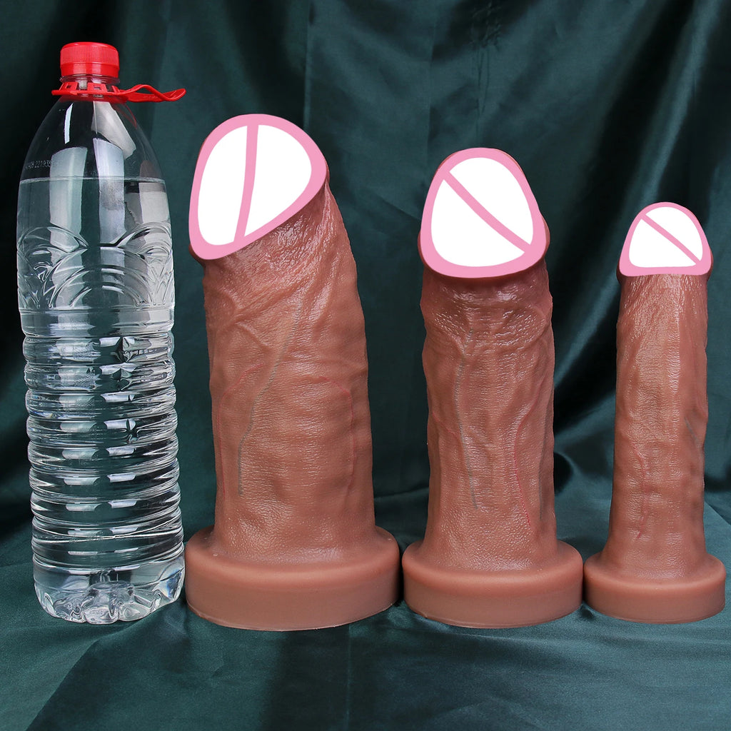 L Diameter 3.5 Inches Realistic Soft Big Thick Dildo S/M/L Silicone Penis Masturbation Suction Cup Dick Man Woman Anal Sex Toy