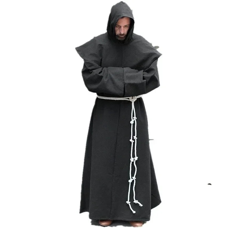 S-5XL Renaissance Monk Clergy Shoulder Clothes Friar Costume Religious Saint Robe Men's Priest Hood Halloween Cosplay Costume