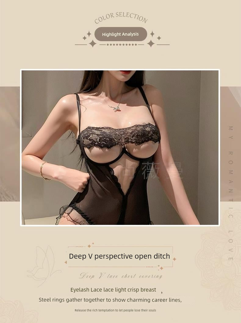 Sexy Intimates Small Chest Push up 2025 New Sexy Plus Size One-Piece Pajamas Bed Free off Shirt Temptation Qqny