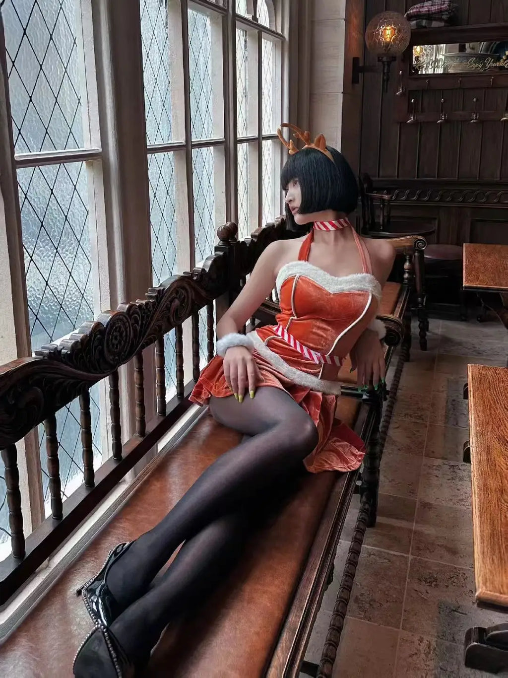 Christmas Cosplay Costume Sexy Reindeer Rudolph Xmas Party Performance Photoshooting Tempting Uniform Hot Seductive Pure Desire