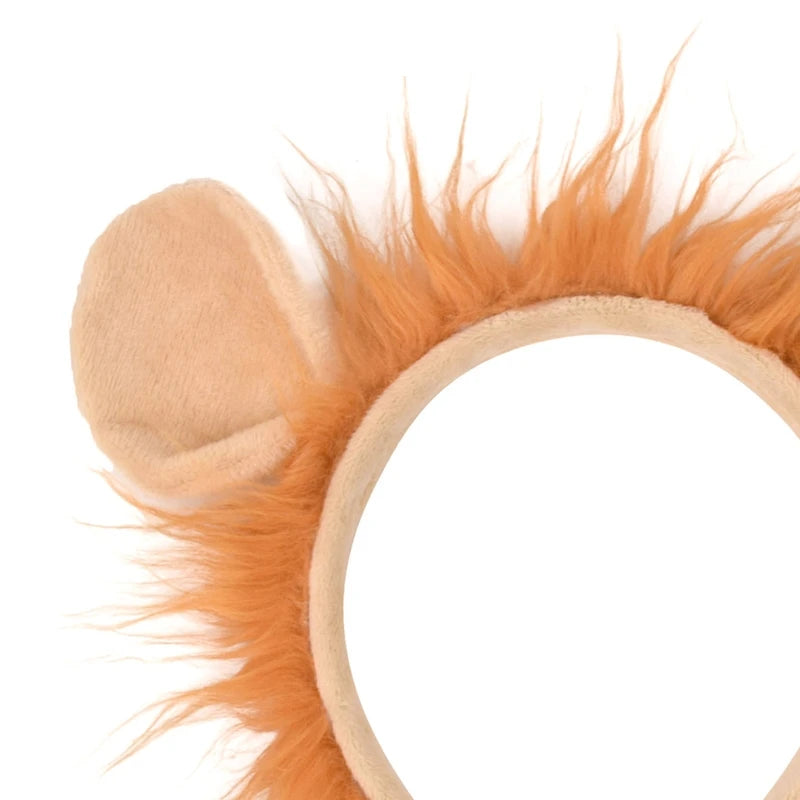 1SET Lion Costume Set Ears Headband Tail Plush Animal Fancy Costume Kit Accessories for Kids Halloween Cosplay Accessories