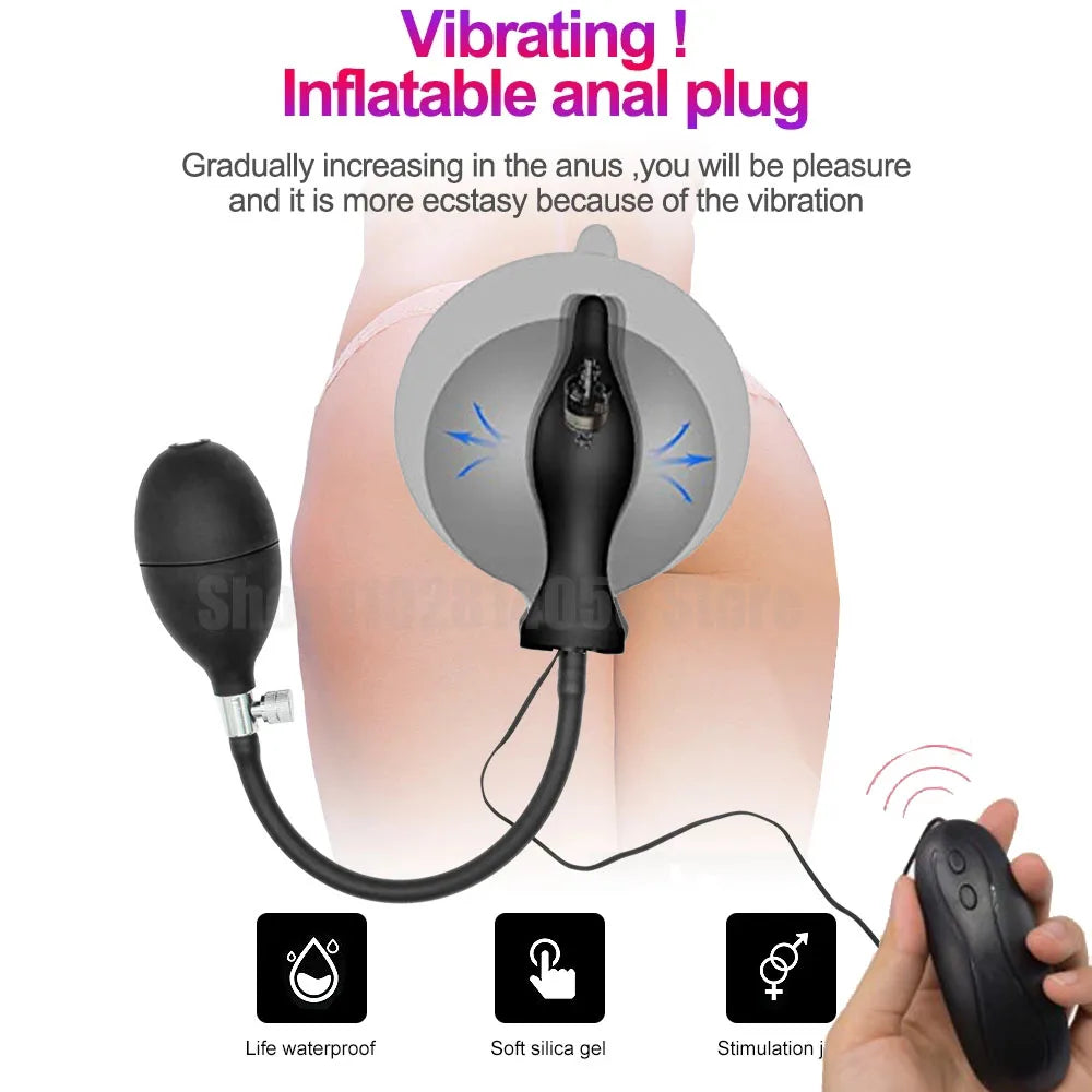 BDSM Vibrator Inflatable Anal Plug Huge Butt Plug Dildo Pump Vaginal Anus Expansion Prostate Massager Sex Toys for Woman Men Gay