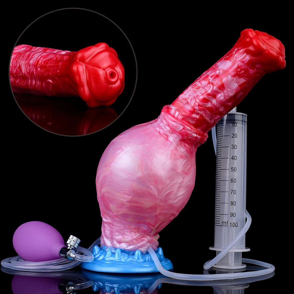 NNSX Long Horse Inflatable Squirting Anal Plug Strong Sucker for Women Masturbator Female Vagina Massage Butt Plug Sex Product