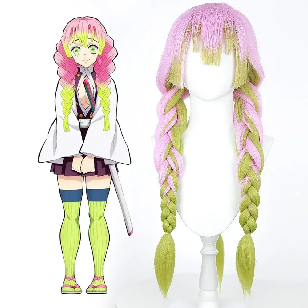 New Fashion Kanroji Mitsuri Cosplay Costume Pink Kimono Dress Outfits Halloween Carnival Party Disguise Women Suits