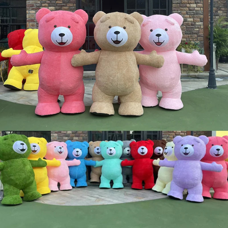 Inflatable Teddy Bear Mascot Costume for Adults - Cute Walking Bear Set for Carnival Birthday Party Role-Playing Performance
