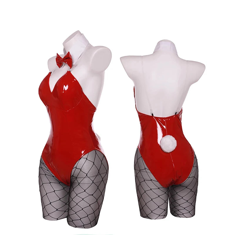 ROLECOS Game Red Black Bunny Suit Women Elastic Leather Fabric Sexy Cosplay Suit Halloween Christmas Jumpsuits