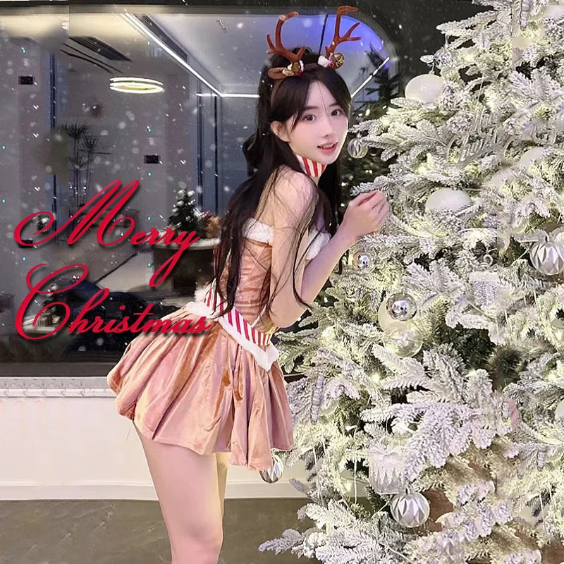 Christmas Cosplay Costume Sexy Reindeer Rudolph Xmas Party Performance Photoshooting Tempting Uniform Hot Seductive Pure Desire