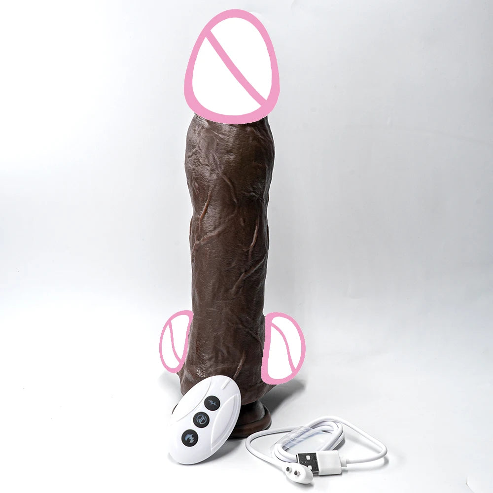 Vibrator XXXL Big Penis 11.4in Realistic Dildo Telescopic Vibrating Heating Anal Butt Plug Sex Toys for Women G Spot Dick Adult