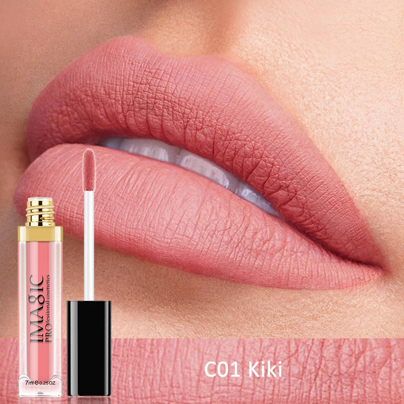 IMAGIC 12-Color Long-lasting Waterproof Matte Lightweight Velvet Smooth Lipstick Silky Sexy Lips Pigment Makeup Korean Cosmetics