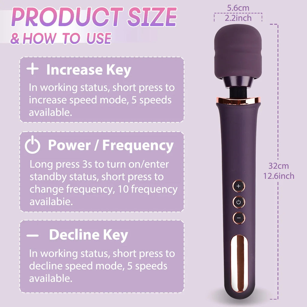 Personal Massager 10 Speed Powerful Big Vibrator Handheld Cordless Magic Wand Vibrator Clitoris Vibrators Sext Toy for Women