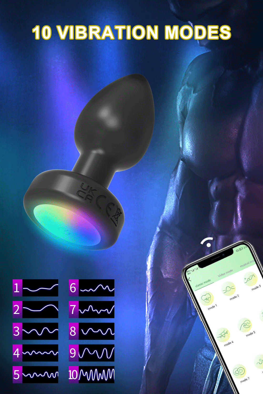 Anal Plug Vibrator Gay Massager Glow Anal Toy Butt Plug Stimulator Masturbation Tools Penetration Anal Plug Vibrating Man Women