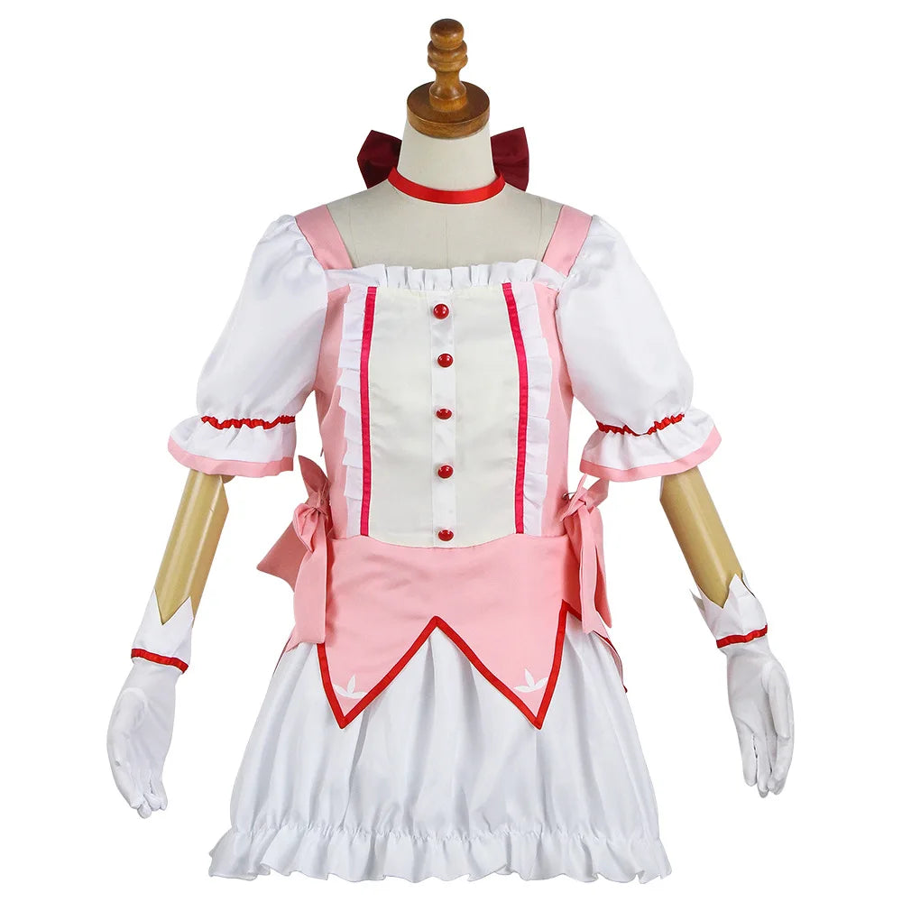 Kaname Madoka Cosplay Costume Anime Madok Magica Homura Uniform Dress with Choker Gloves Socks Halloween Outfits
