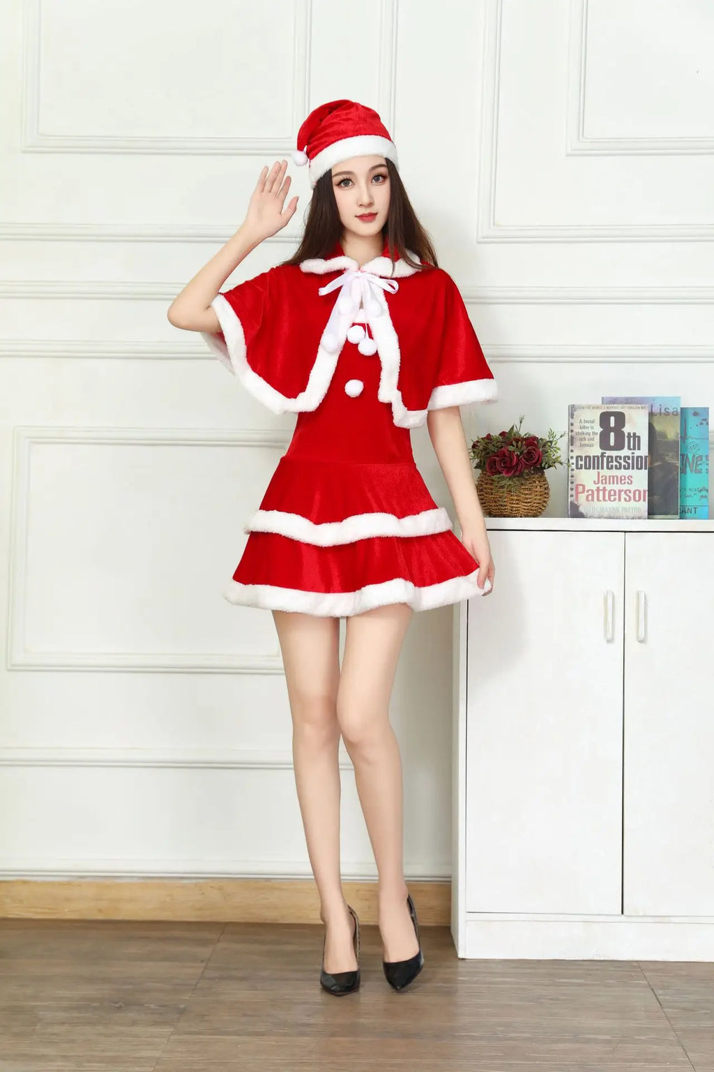 2024 Girl Christmas Xmas Lady Santa Claus Cosplay Costume Winter Cape Cloak Outfits Halloween Cloak Women Custome 2025