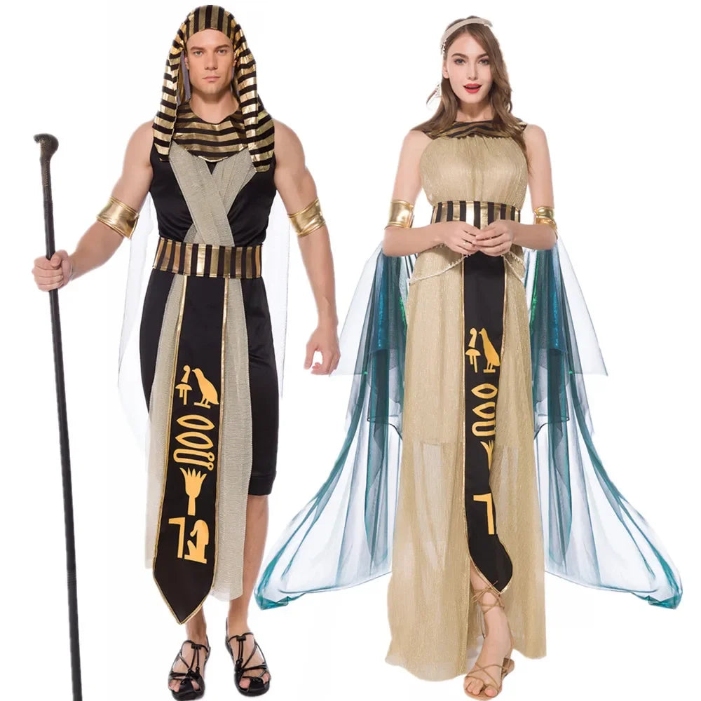 Adult Ancient Egyptian King Pharaoh Costume Egypt Cleopatra Costumes Cosplay Halloween Fancy Dress Historical Theme Party