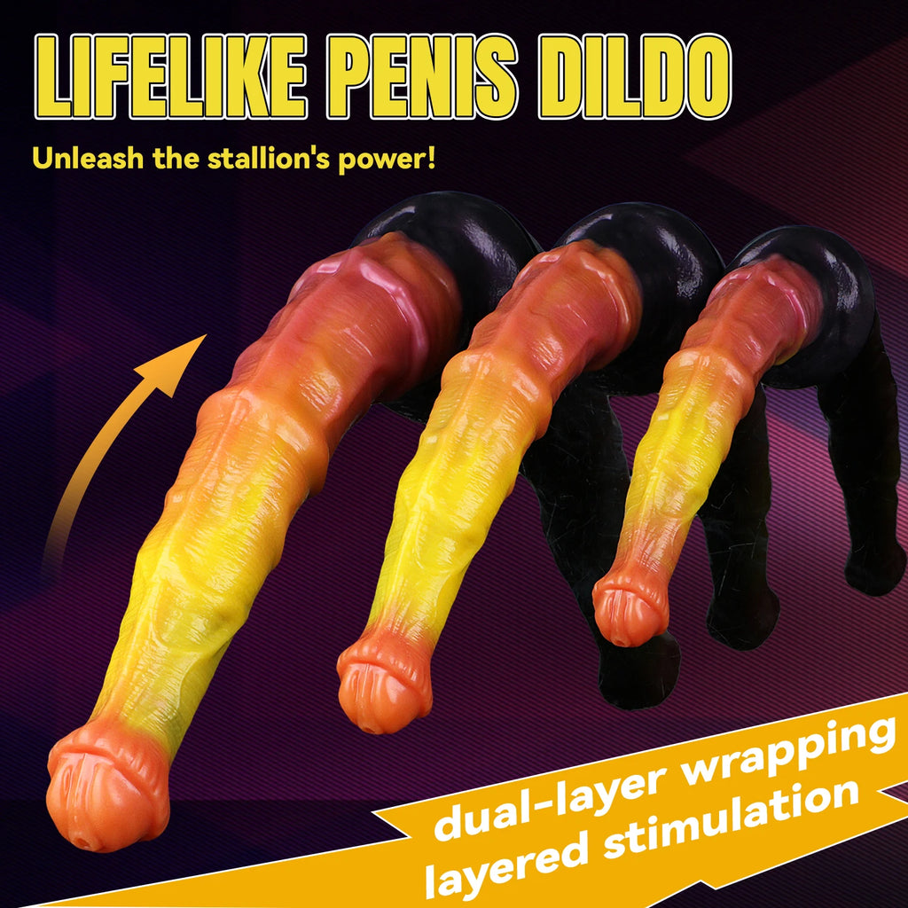 SHAZ Giant Dildo Long Anal Plug Butt Plug Double-Layer Silicone Horse Cock With Strong Suction Cup Sex Toys for adults Women 18+