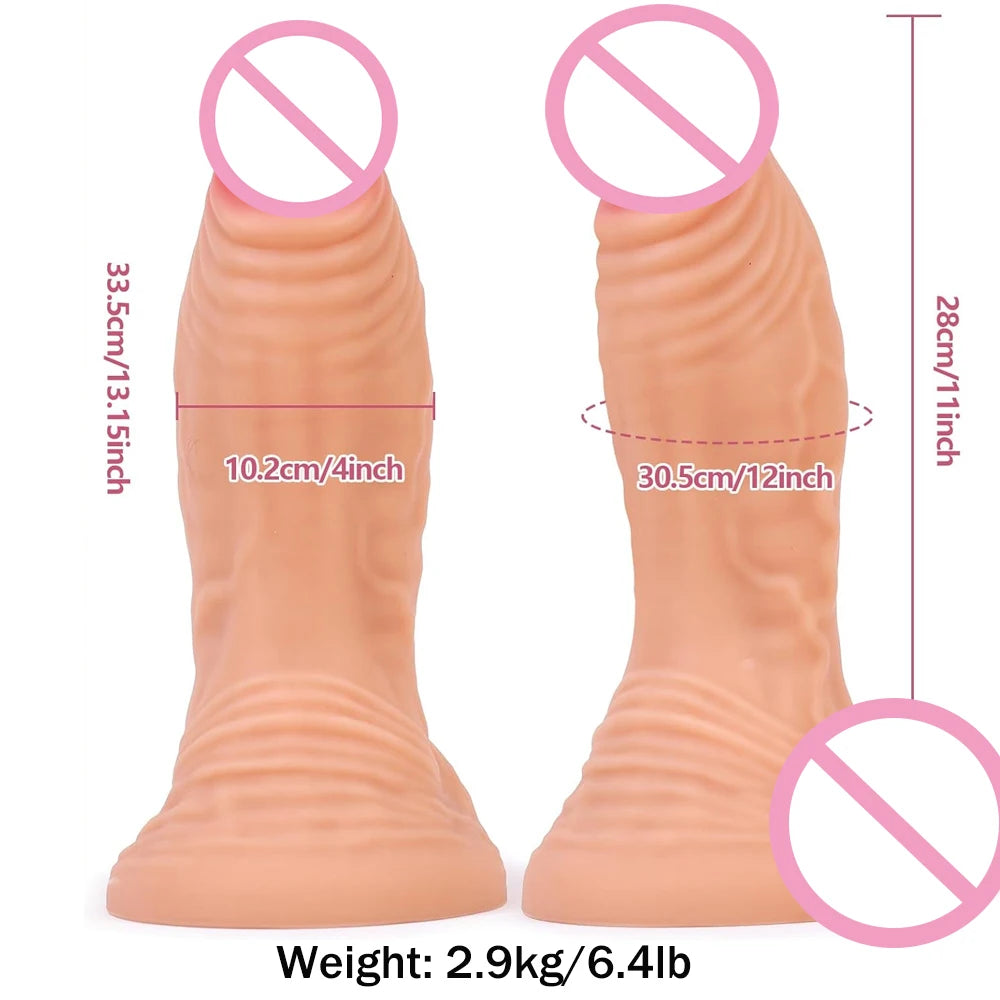 XXL Realistic 28cm Huge Dildo, Nearly 3kg Heavy Weight with Suction Base, Body-Safe Material, Easy to Clean for Couples