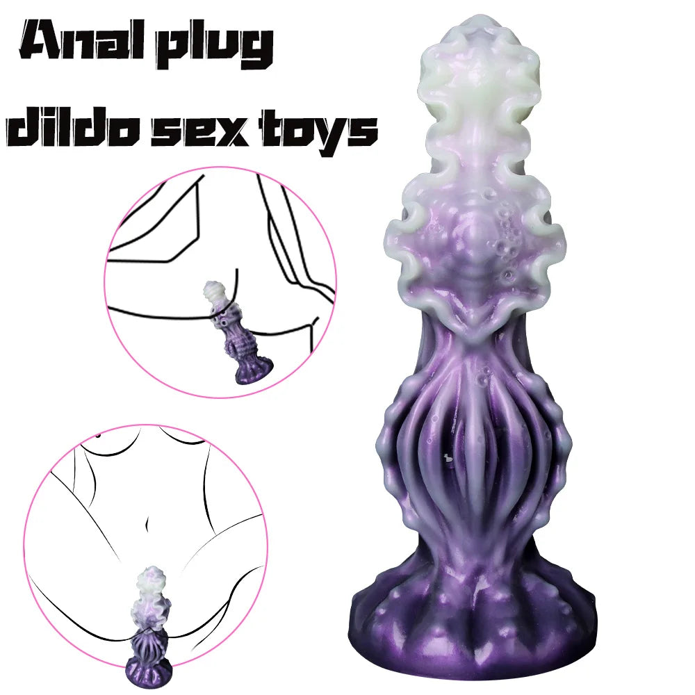 Powerful Extra Large Dragon Dildo Alien Animal Butt Plug Anus Vagina Fantasy Knot Sex Machine Women's Sexual Health Sex Toy 18