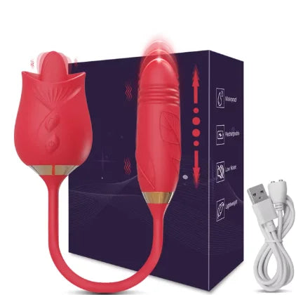 Licking Vibrator for Women Clitoral Nipple Stimulator Massager Thrusting Dildo 2 in 1 Sex Toy for Women Adult Sex Products