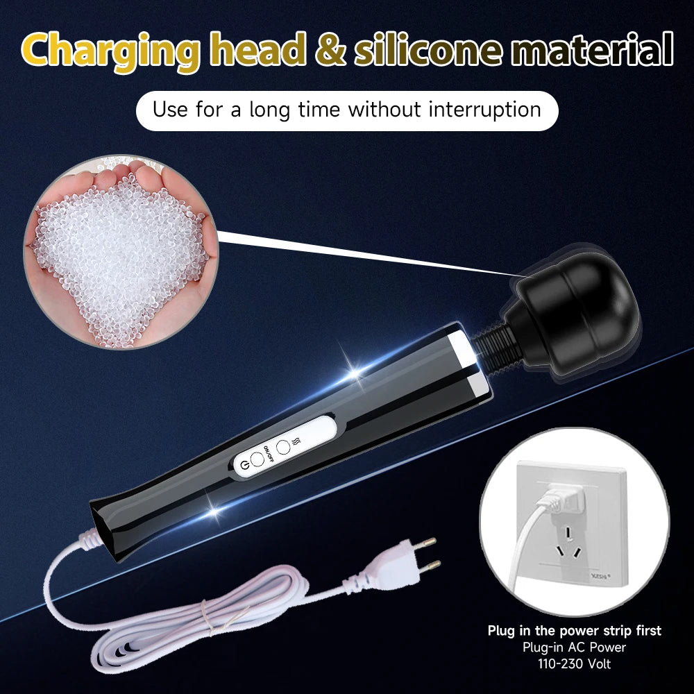 Big Powerful AV Vibrator Electric Adjustable Modes G-spot Dildo Clitoral Stimulator Body Muscle Relaxation Erotic Adult Sex Toys