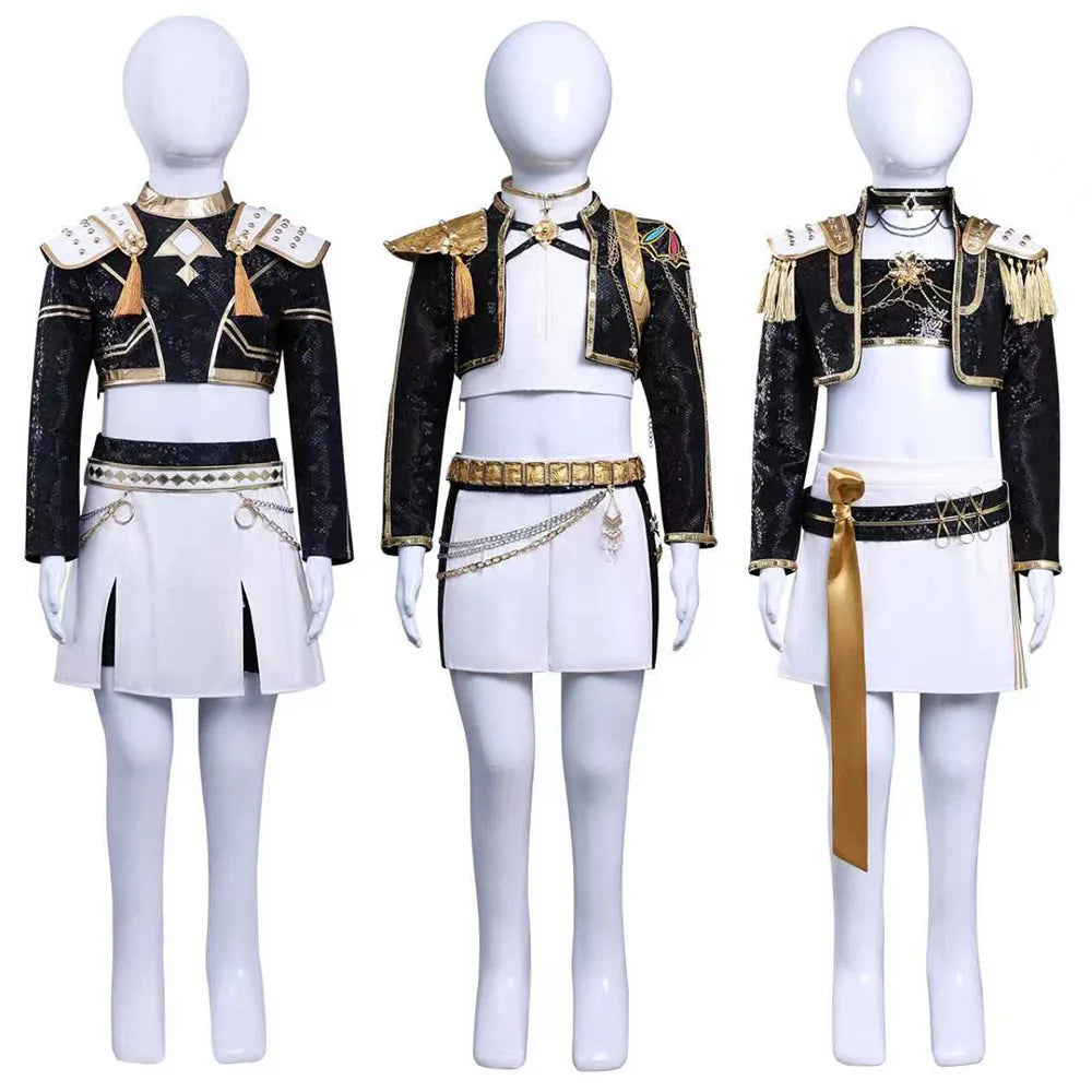 Rumi Zoey Mira Cosplay Clothes Hunters Cosplay Costume Black Golden Suit Halloween Huntrix Role Playing Outfit