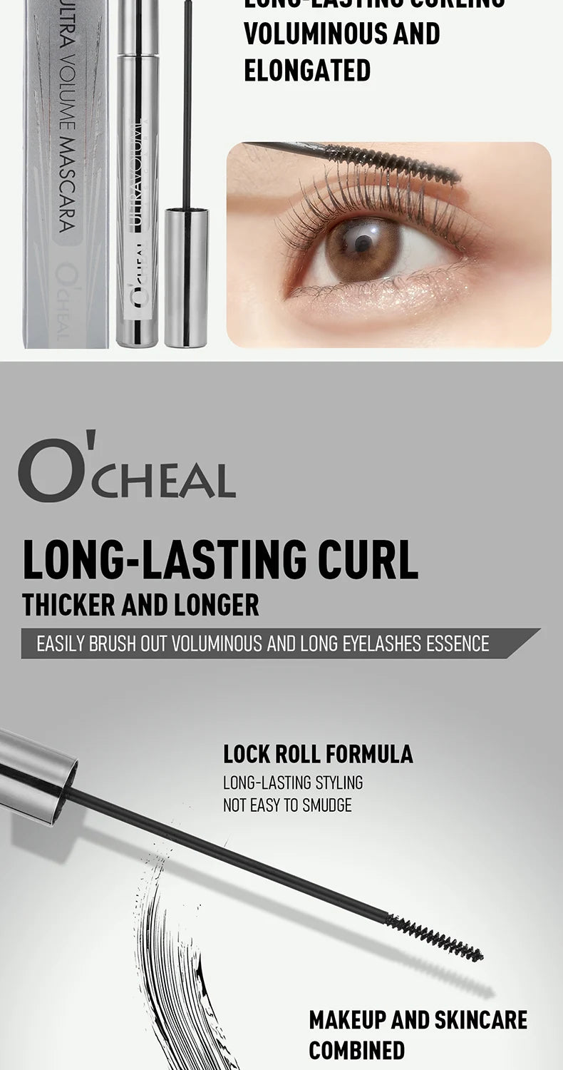 Long Lasting Waterproof Mascara 2mm Micro Engraving Brush Curling Lengthens Volumizes Smudgeproof Clump Free