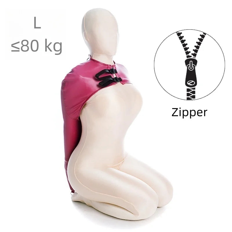 Erotic Restraint Lingerie Set with Unisex Upper Body Bondage Harness Single Glove Hood Mask for Couple BDSM Play Costume