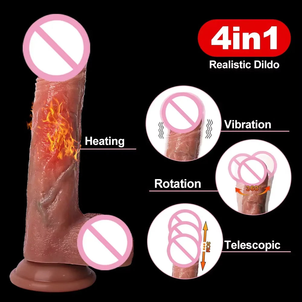 Big Penis Telescopic Dildo Masturbator Vibrator for Remotely Controlled Heating Realistic  Masturbation Massager Sex Toys for Ma
