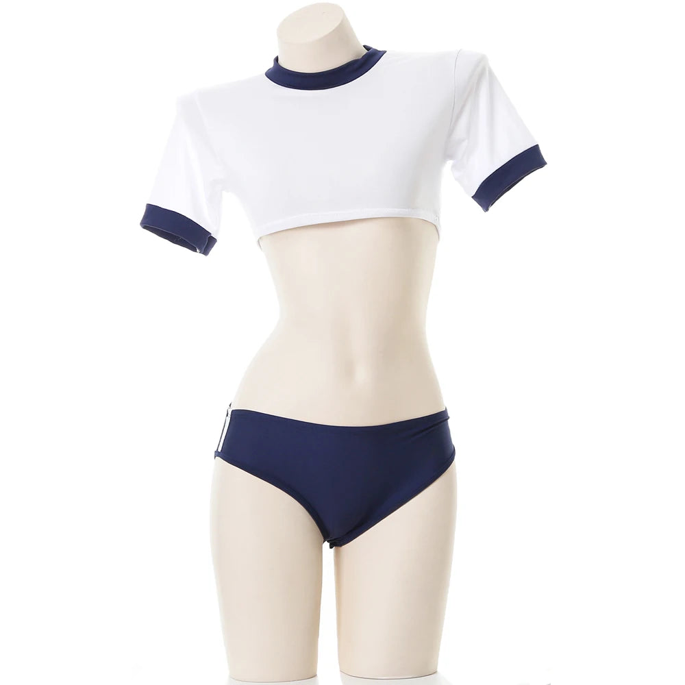 AniLV Japanese Anime Student PE Gym Outfit School Girl Gymnastics Uniform Sports Cheerleader Clothes Cosplay Costume